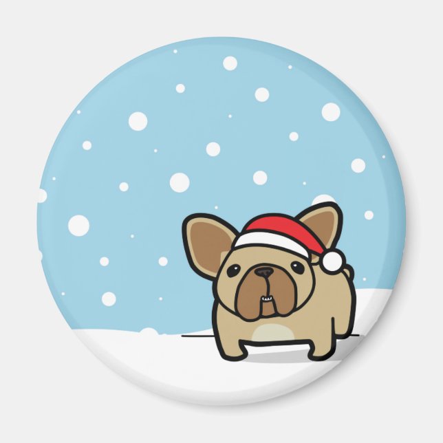 Snowy Fawn Frenchie Magnet (Front)