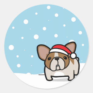 Snowy Fawn Pied Frenchie Classic Round Sticker