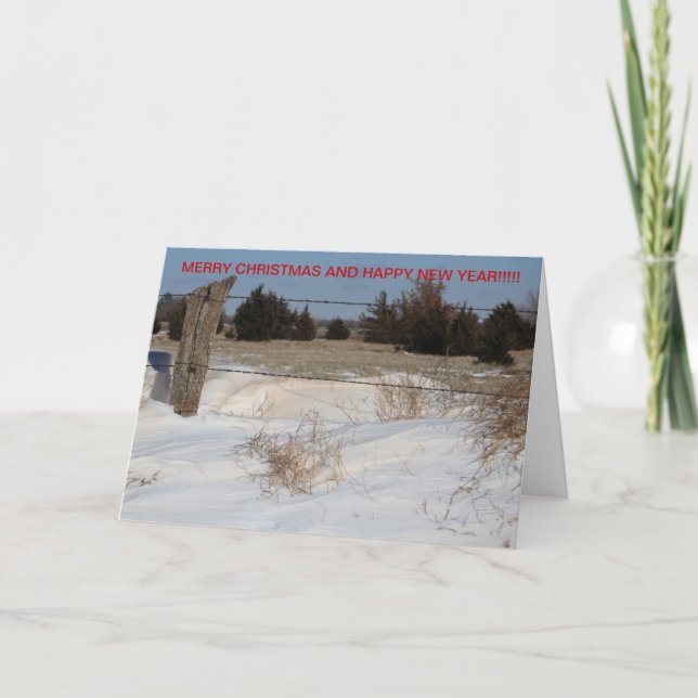 Snowy Fence Line Christmas Card (Front)