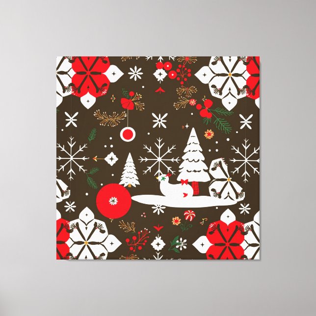 Snowy Festivities Pattern Canvas Print (Front)