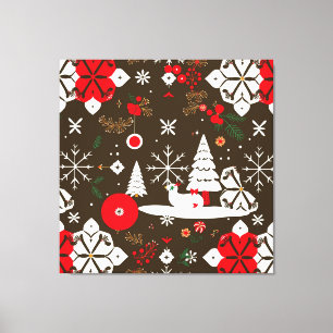 Snowy Festivities Pattern Canvas Print