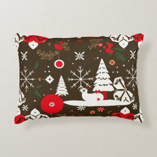 Snowy Festivities Pattern Decorative Cushion
