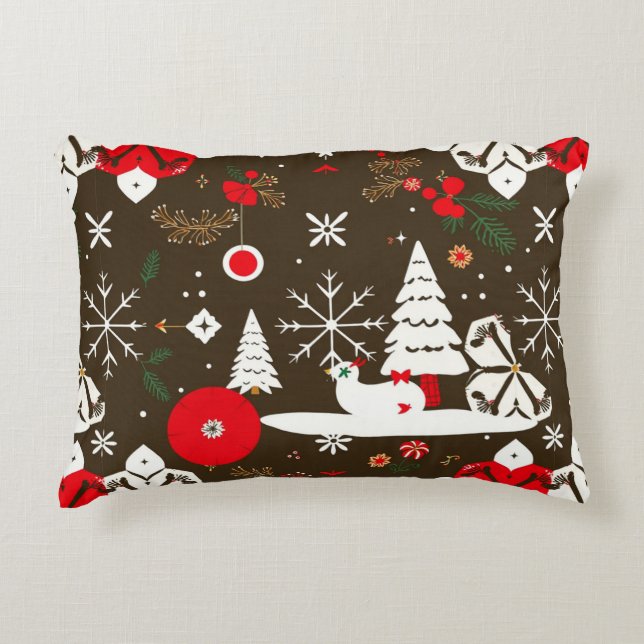 Snowy Festivities Pattern Decorative Cushion (Front)