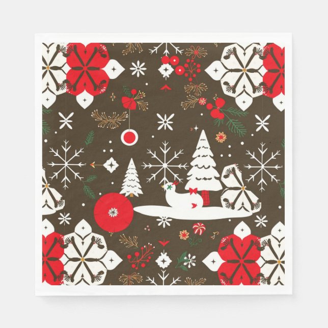Snowy Festivities Pattern Napkin (Front)
