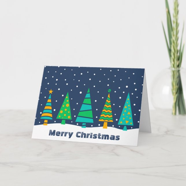 Snowy Fir Trees Christmas Card (Front)
