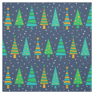 Snowy Fir Trees Fabric