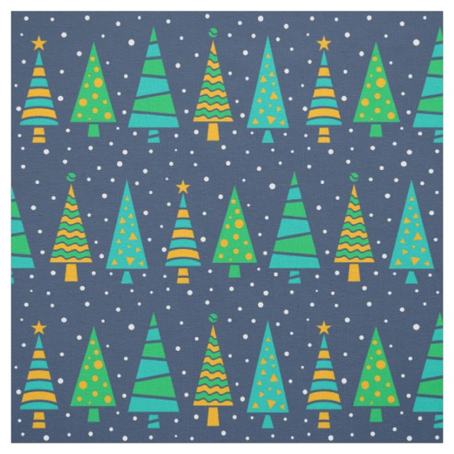 Snowy Fir Trees Fabric (Swatch)