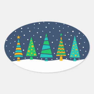 Snowy Fir Trees Stickers