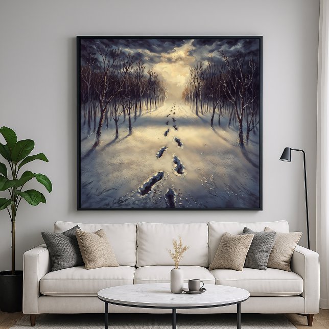 Snowy Footprint Path - Melancholy Painterly  Style Poster (Creator Uploaded)