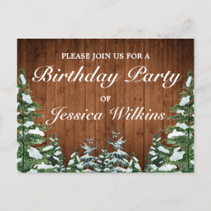 Snowy Forest Birthday Party Invitation Postcard