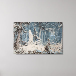 Snowy Forest (by Andreas Achenbach) Canvas Print