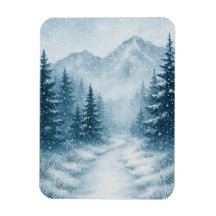 Snowy Forest Christmas Magnetic 