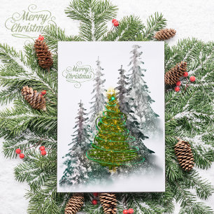 Snowy Forest Christmas Tree holiday postcard