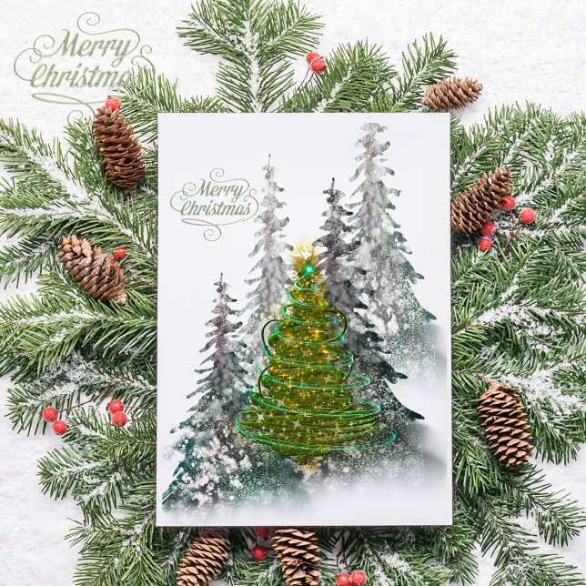  Snowy Forest Christmas Tree holiday postcard (Creator Uploaded)