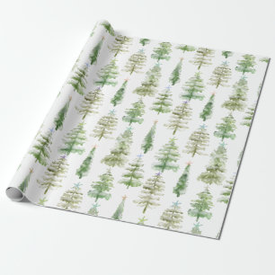 Snowy Forest Crowned With Starfish Wrapping Paper
