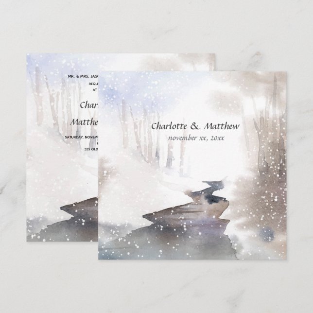 Snowy Forest - Fall-Winter Wedding Invitation (Front/Back)