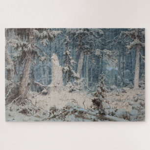Snowy Forest in Winter (by Andreas Achenbach) Jigsaw Puzzle