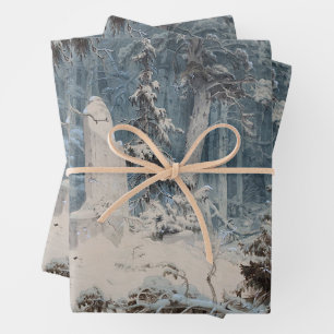 Snowy Forest in Winter (by Andreas Achenbach) Wrapping Paper Sheet