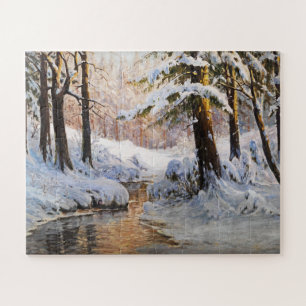 Snowy Forest Landscape, Walter Moras  Jigsaw Puzzle