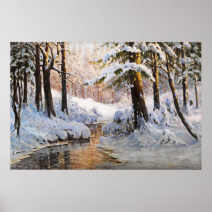 Snowy Forest Landscape, Walter Moras Poster