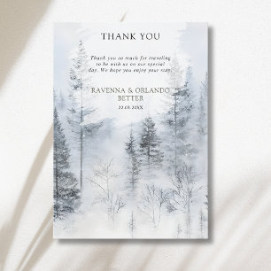 Snowy Forest Mountain Wedding Thank You Card