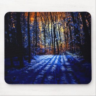 Snowy forest mouse mat