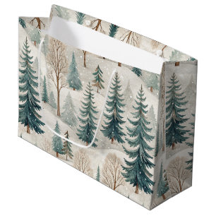 Snowy Forest Pattern – Peaceful Winter Landscape Large Gift Bag