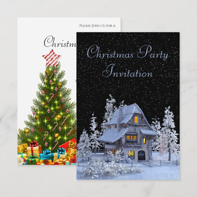 Snowy Forest Scenery Christmas Party Invitation (Front/Back)