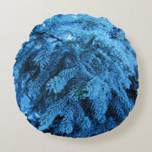 Snowy Forest Spruce Round Cushion