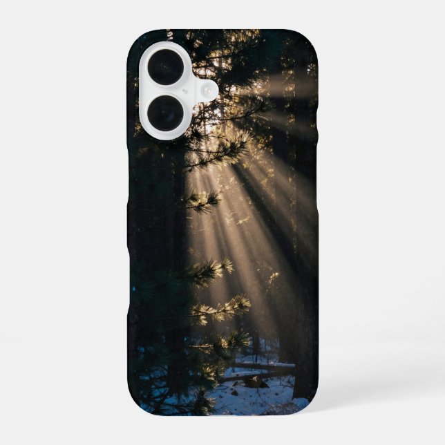 Snowy Forest Sun Rays Winter Phone Case (Back)