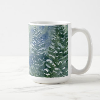 Snowy Forest Watercolor Scene Coffee Mug