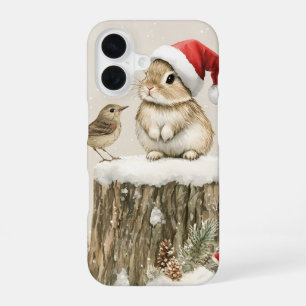 Snowy Forest Winter Woodland Christmas Bunny Bird iPhone 16 Case