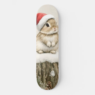 Snowy Forest Winter Woodland Christmas Bunny Bird  Skateboard