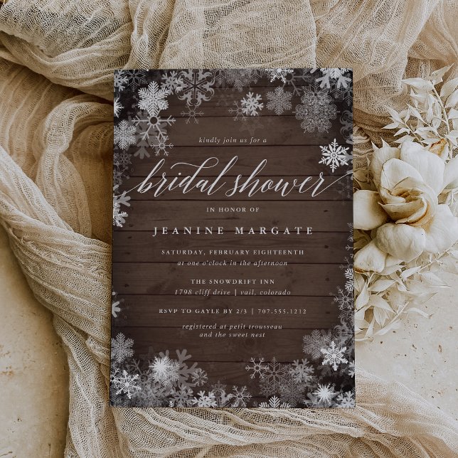 Snowy Frame | Rustic Winter Bridal Shower Invitation (Creator Uploaded)