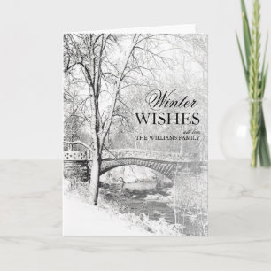 Snowy Garfield Park in Black and White Holiday Card