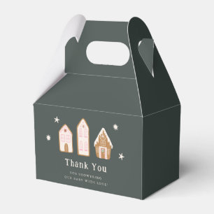 Snowy Gingerbread House Girl Baby Shower Favour Box