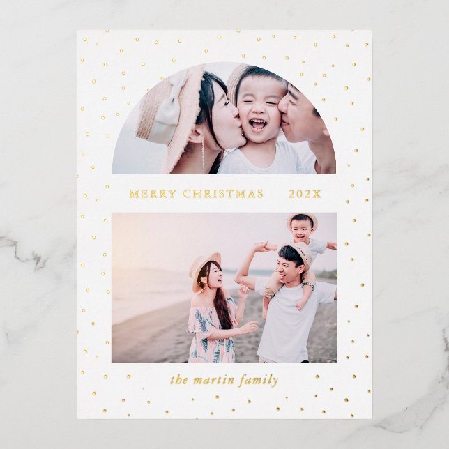 Snowy Globe Christmas Photo Foil Holiday Postcard (Front)