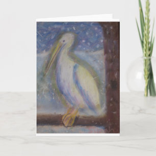 Snowy Glowy Pelican Holiday Card