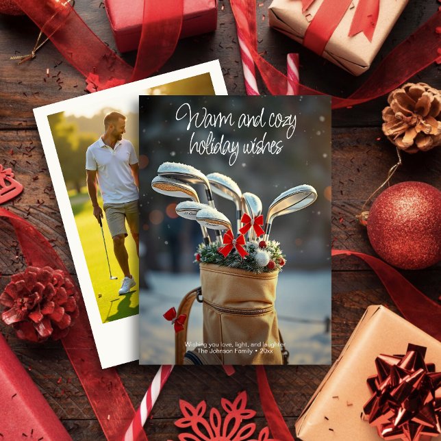 Snowy Golf Winter Season Wishes • Family Photo Holiday Card (Creator Uploaded)