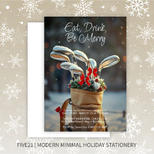 Snowy Golf Winter Season Wishes Holiday Party Invitation