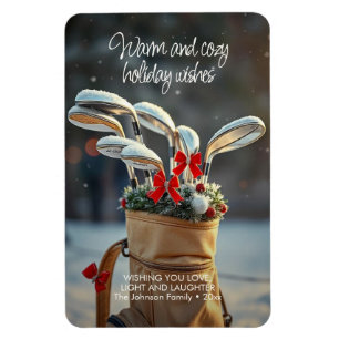 Snowy Golf Winter Season Wishes Magnet