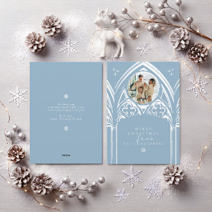 Snowy Gothic Winter Fairytale Blue Classy Photo Holiday Card