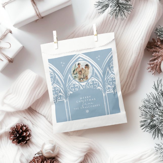 Snowy Gothic Winter Fairytale Christmas Blue Photo Favour Bags (Creator Uploaded)