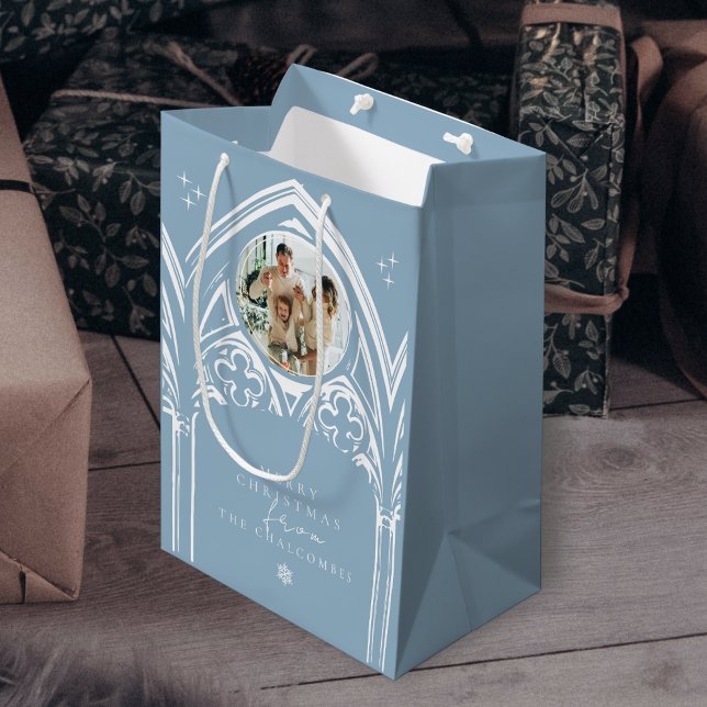 Snowy Gothic Winter Fairytale Christmas Photo Medium Gift Bag (Creator Uploaded)