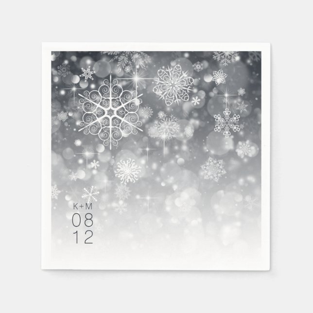 Snowy Gradient Wedding CharcoalID744 Napkin (Front)