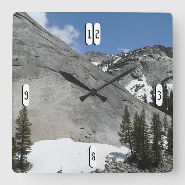 Snowy Granite Domes I at Yosemite National Park Square Wall Clock (Front)