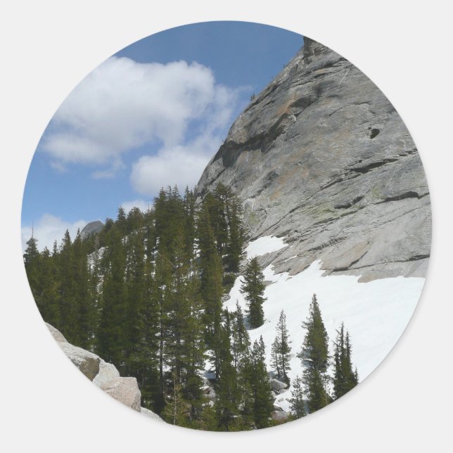 Snowy Granite Domes II Yosemite National Park Classic Round Sticker (Front)