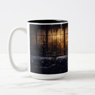 Snowy Greenhouse Black Mug Soothing Savage