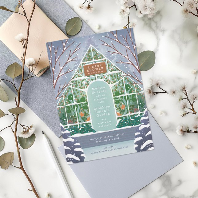 Snowy Greenhouse Winter Baby Shower Invitation (Creator Uploaded)
