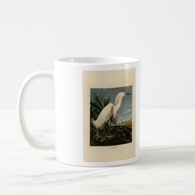 Snowy Heron (Egret) - Audubon's Birds of America Coffee Mug (Left)